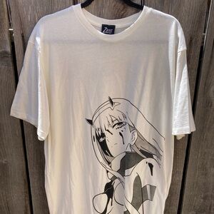 Men's ZBoys T-Shirt White Anime Fran L Crew Cotton Cartoon Streetwear Art Pencil